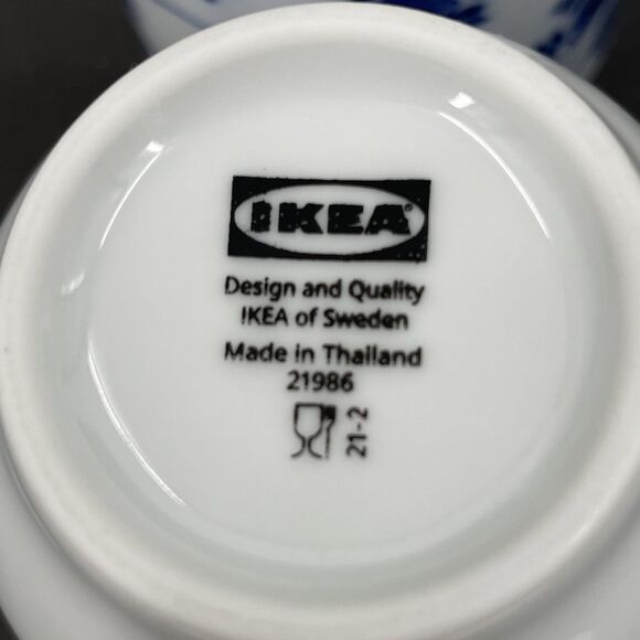 IKEA Set of 4 Blue White Teacups 7 oz No Handles Saki Cups Wine Asian #21986 - Picture 7 of 9